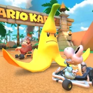 MKT DK Giant Banana.jpg (167 KB) Donkey Kong has thrown a Giant Banana on the track and Dry Bones is trying his best to dodge it...