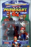A Mario Kart 64 Mario action figure with a Boo.