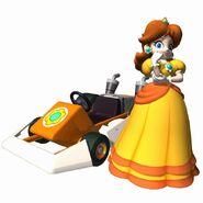 Daisy's artwork from Mario Kart DS. Princess Daisy, a fun-loving, lively racer in Mario Kart.