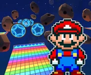 RMX Rainbow Road 1 icon with Mario (SNES) in the spotlight.