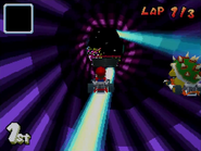 Mario and Bowser being shot out of the ejector.