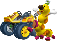Wiggler's Artwork in Mario Kart 7, standing behind his Standard Kart.