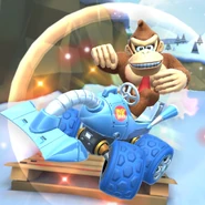 Donkey Kong tricking on the Ice-blue Poltergust in DS DK Pass.