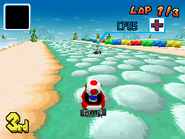 Toad racing through Sky Garden in Mario Kart DS.