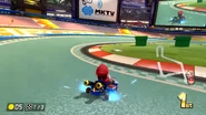 Performing another Mini-Turbo on the yellow and blue turns.