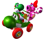 Artwork of Birdo and Yoshi in the Turbo Yoshi in Mario Kart: Double Dash!!.