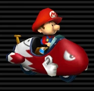 Baby Mario's Bullet Bike has a red complexion with a white rear.