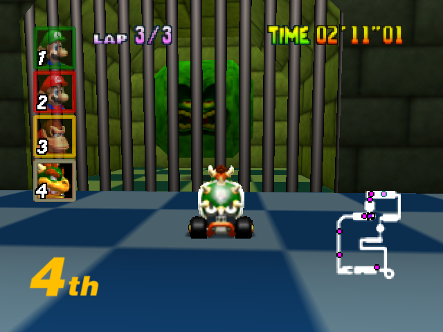 mario kart 64 bowsers castle green thwomp