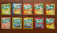 Various assorted flavors of Tang, as it is sold in packet form.