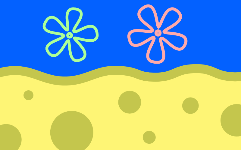 spongebob flowers in the sky