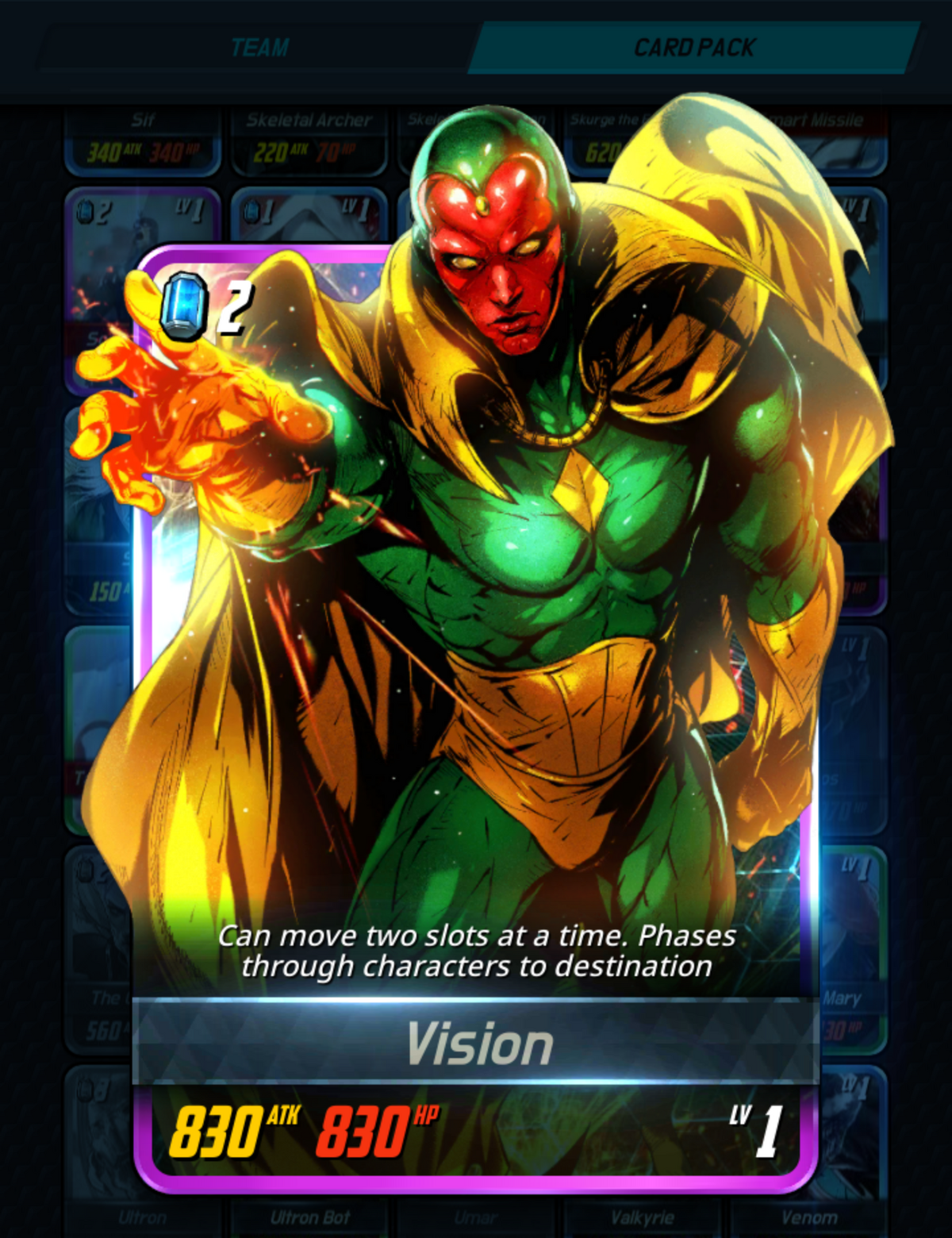 スケッチカード Marvel Vision Vision - Marvel Snap Card Database