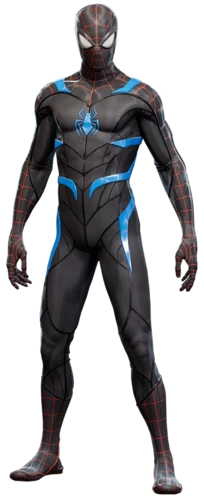 My spidersona's main costume. It's a revamped version of the Police force's  tactical suitsomethin he stole from his father. Not very…