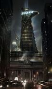 Stark Tower concept art by Steve Jung.