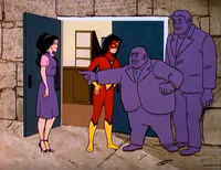 Both Jessica Drew and Spider-Woman in front of Kingpin