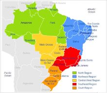 Brazil Map Of 5-Five Regions