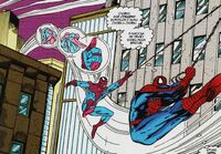 Spider-Man flies