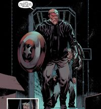 Absolute Carnage 4 Eddie Brock with Captain America's S.H.I.E.L.D. and Jury's armor gauntlet