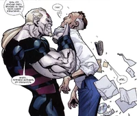 Красный Омега угрожает Джоне Джеймсону.