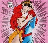 Mary Jane Parker kisses Peter Parker
