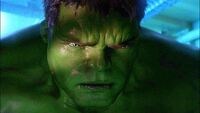 Bruce Banner turns into the Hulk at the first time