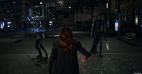 Corvus Glaive cornering the Scarlet Witch