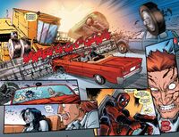 Deadpool on a combine harvester