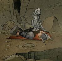 Thor in Mare's cavern in Nidavellir Earth-616