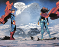 Superwoman and Superman use craters from The Moon to play darts