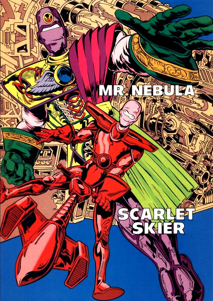 Блок герой. DC Comics Mr. Nebula & Scarlet skier. Justice Scarlet Mattson.