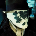 In costume as Rorschach Watchmen 2009