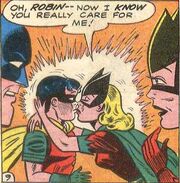 Robin and Bat-Girl Kiss