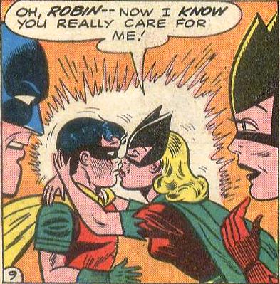 batgirl and robin kiss