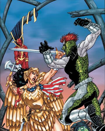 Gold Armor Dc Database Fandom Red haired female anime character wearing oni mask holding gold spear digital wallpaper. gold armor dc database fandom