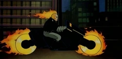 Ghost Rider on his motorcycle
