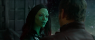 Gamora talking to Star-Lord