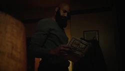 Mackenzie reading a note from 