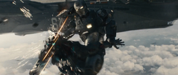 In Iron Man 2 War Machine has ED 445 FLTS on his shoulder. This is the  tail code for the 445th Flight Test Squadron out of Edwards Air Force Base,  which is