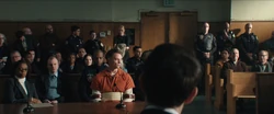  arrives at 's trial