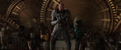 Skurge shows off his collection of items