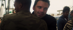 Bucky hugs Sam