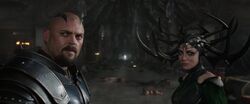 Skurge and  overhear  calling to them