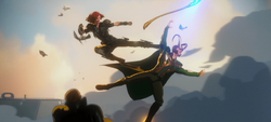 Black Widow kicks Loki