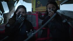 Diaz almost being impaled by a  spike