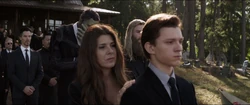 May acompaña a Peter al funeral de Stark