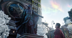 's statue in honor of his alleged sacrifice