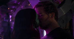 Star-Lord kisses Gamora