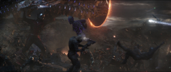 Giant-Man forces a  into a 