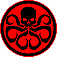 The symbol originally used on the red armbands of HYDRA officers stationed at HYDRA Base Camp C3. It was also used on the uniforms of Lindworm-5 Motorbike drivers during World War II. In the 21st century, it was displayed on the wall of Daniel Whitehall's office in HYDRA Laboratories. It can also be seen on HYDRA's computers and uniforms of some scientists, like Doctor Jensen. After the War on HYDRA, it was used by Gideon Malick's cell.