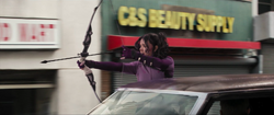 Kate using Clint's bow