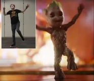 James Gunn, the director of Guardians of the Galaxy Vol. 2 doing the motion capture of Groot dancing ELO's Mr. Blue Sky.